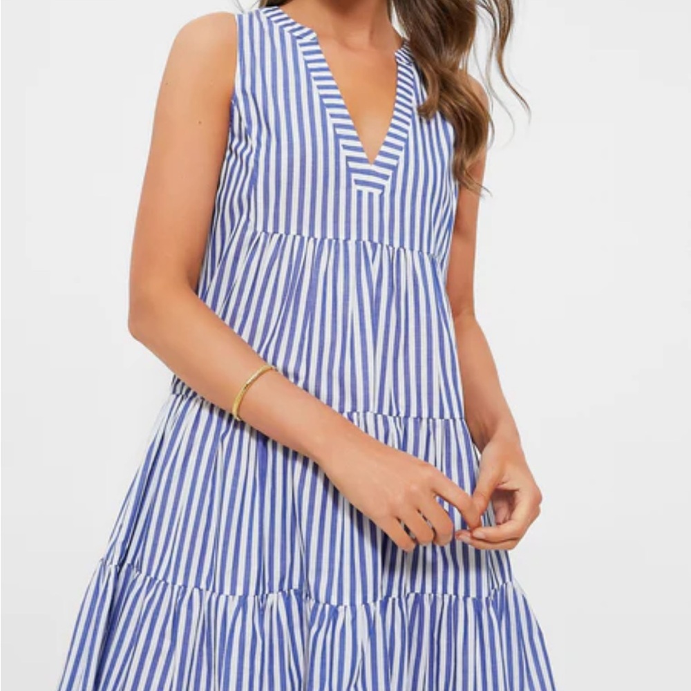 Tuckernuck Blue and White Stripe Sleeveless Cotton Poplin Kenzo Dress